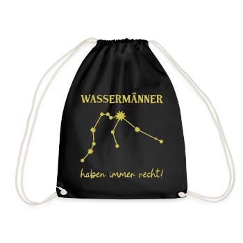 Wassermann Wassermänner Sternzeichen Geschenk - Turnbeutel - Schwarz - Vorne