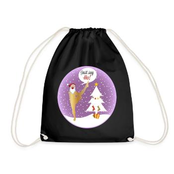 Yoga Shirt Weihnachten Say Ho Nikolaus Santa Claus - Turnbeutel - Schwarz - Vorne