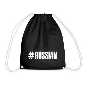 Ich bin Russe Spruch auf Russisch aus Russland - Turnbeutel - Schwarz - Vorne