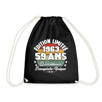 Cadeau 59 ans d'excellence / Édition limitée 1963 - Sac de sport léger - noir - Devant