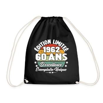 Cadeau 60 ans d'excellence / Édition limitée 1962 - Sac de sport léger - noir - Devant