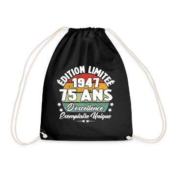 Cadeau 75 ans d'excellence / Édition limitée 1947 - Sac de sport léger - noir - Devant