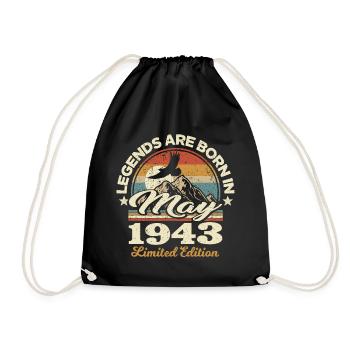 80 years old - legends are born in mai 1943 - Drawstring Bag - black - Front