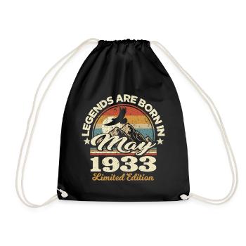90 years old - legends are born in mai 1933 - Drawstring Bag - black - Front