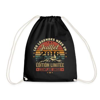 July 2016 Vintage Anniversary 2016 July - Drawstring Bag - black - Front