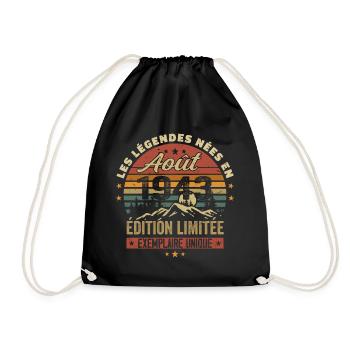 Août 1943 Cadeau Anniversaire Aout 1943 August - Sac de sport léger - noir - Devant