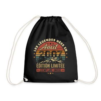 August 2007 Birthday Gift August 2007 August - Drawstring Bag - black - Front