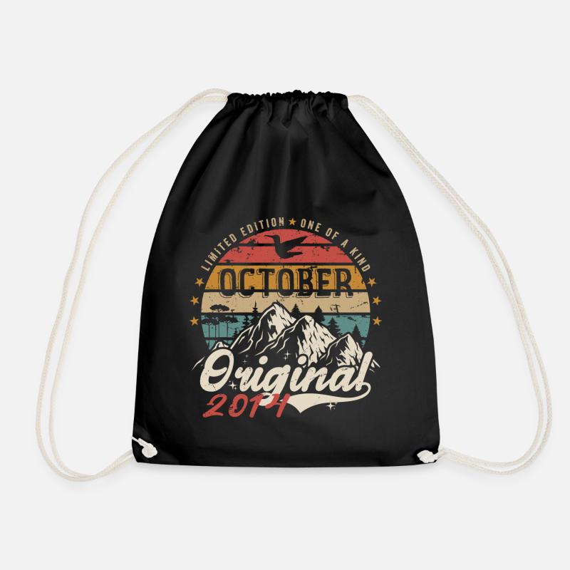 Geburtstagsgeschenk - Vintage Geboren Oktober 2014 - Turnbeutel - Schwarz