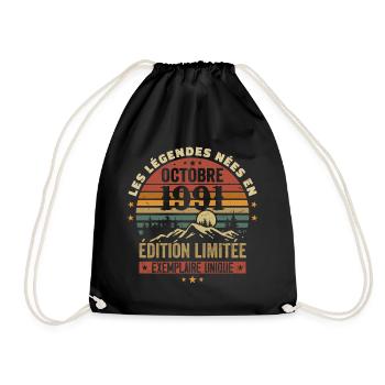 Nées en Octobre 1991 | Génial Depuis Octobre 1991 - Sac de sport léger - noir - Devant