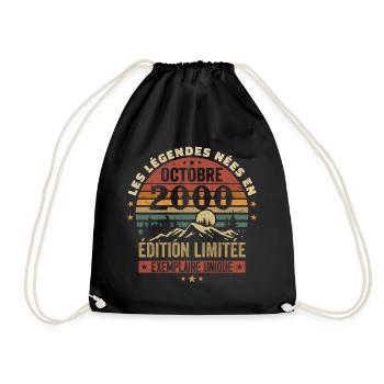 Born in October 2000 | Awesome since October 2000 - Drawstring Bag - black - Front
