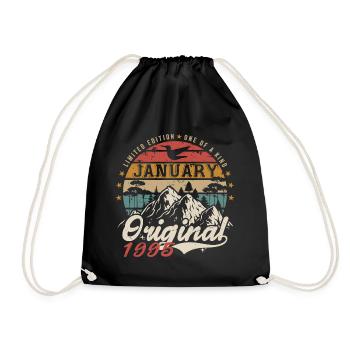 January 1995 Birthday Gift - January 1995 - Drawstring Bag - black - Front