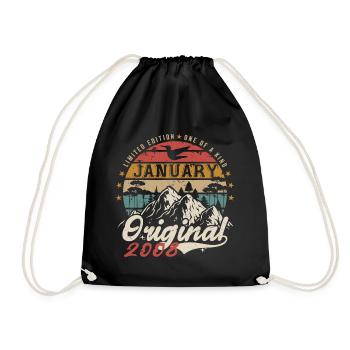 January 2008 Anniversary Gift - January 2008 - Drawstring Bag - black - Front