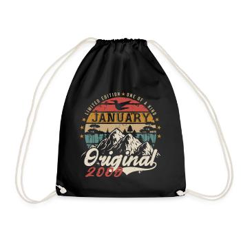 January 2009 Anniversary Gift - January 2009 - Drawstring Bag - black - Front