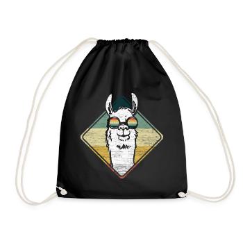 Lama Llama Alpaca - Drawstring Bag - black - Front
