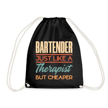 Bartender Just Like A Therapist But Cheaper - Drawstring Bag - black - Front