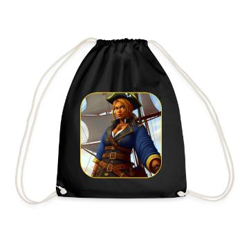 Cool pirate in comic style Captain Steampunk - Drawstring Bag - black - Front