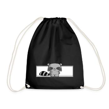 raton laveur mignon, enfants, kawaii, chemise de couchage, bébé - Sac de sport léger - noir - Devant
