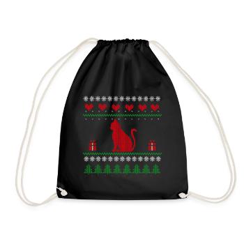 Cadeau de Noël de chat de Noël moche - Sac de sport léger - noir - Devant