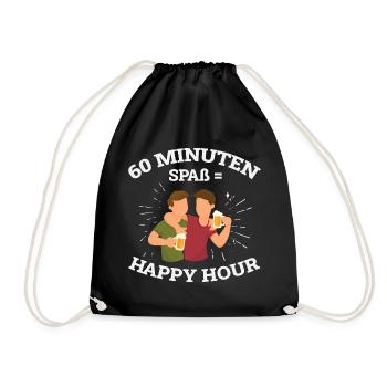 Happy Hour heißt 60 Minuten Spaß - Turnbeutel - Schwarz - Vorne