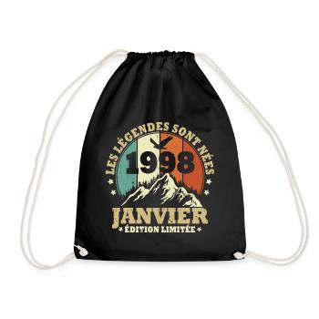 Les légendes sont nées en Janvier 1998 Vintage - Sac de sport léger - noir - Devant