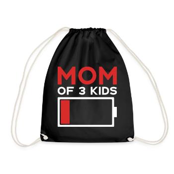 MOM OF 3 KIDS MOM THREE KIDS - Drawstring Bag - black - Front