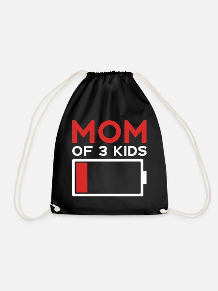 MOM OF 3 KIDS MAMA DREI KINDER - Turnbeutel - Schwarz