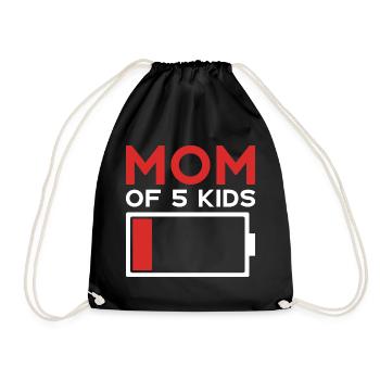 MOM OF 5 KIDS MOM FIVE KIDS - Drawstring Bag - black - Front