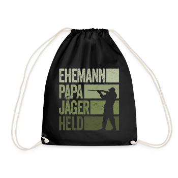 Ehemann Papa Jäger Held Rotwild Jagd Jagen Lustig - Turnbeutel - Schwarz - Vorne