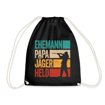 Ehemann Papa Jäger Held Rotwild Jagd Jagen Lustig - Turnbeutel - Schwarz - Vorne