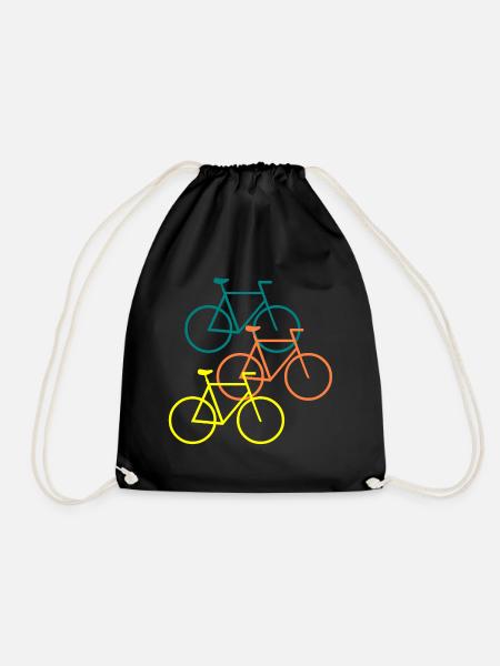 Bicycle Family Design - Drawstring Bag - black