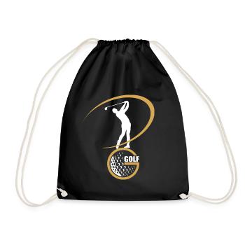 Golf | Golfing | Golf Swing and Ball | Golfers - Drawstring Bag - black - Front