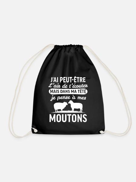 Je pense à mes moutons - Sac de sport léger - noir