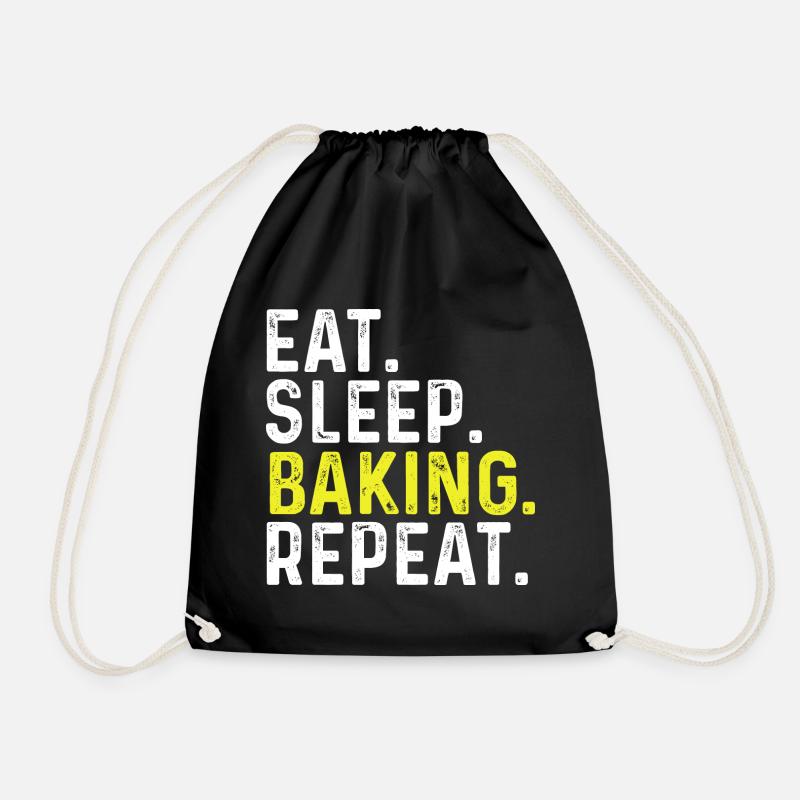 Eat Sleep Baking Repeat - Drawstring Bag - black