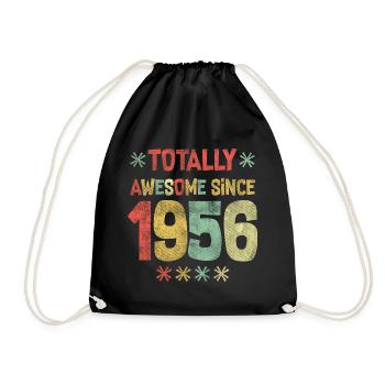 1956 - Happy Birthday - Totally Awesome seit 1956 - Turnbeutel - Schwarz - Vorne