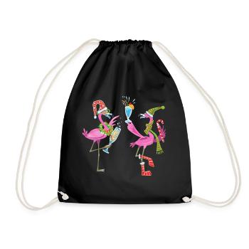 Flamingo-Weihnachten. Weihnachtsgeschenk - Turnbeutel - Schwarz - Vorne
