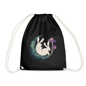 Rabbit on the moon - Drawstring Bag - black - Front