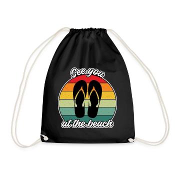 Wir sehen uns am Strand, Sommer, Flip Flops, Sand - Turnbeutel - Schwarz - Vorne