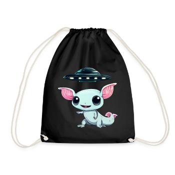 Alien UFO Abduction - Axolotl Edition - Drawstring Bag - black - Front