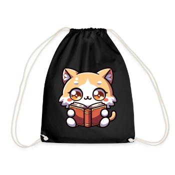 Katze liest Buch Kätzchen Bodysuit Druck - Turnbeutel - Schwarz - Vorne