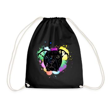 Pitbull Terrier mit Splash - Turnbeutel - Schwarz - Vorne