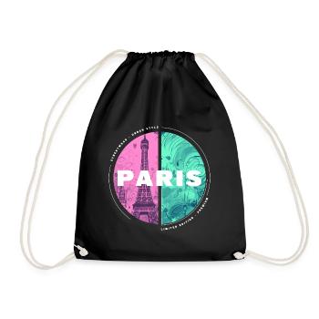 Paris Skyline Eiffel Tower France City Circle - Drawstring Bag - black - Front