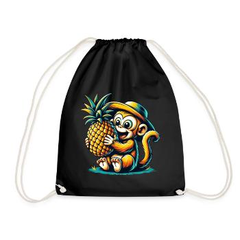 Singe Chimpanzé Ananas Bande dessinée Fruité Sucré - Sac de sport léger - noir - Devant