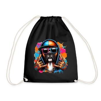 Boxer Dog Art - Drawstring Bag - black - Front