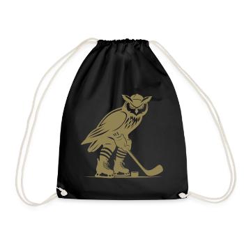 Eule Eishockey Nachtsport Design - Turnbeutel - Schwarz - Vorne