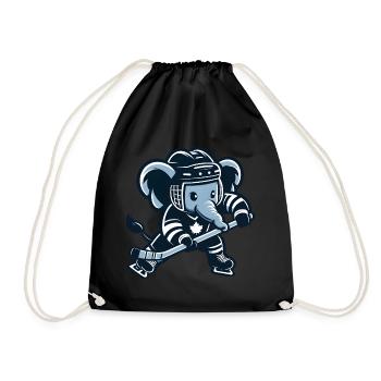 Elephant Plays Hockey Ice Hockey Canada - Drawstring Bag - black - Front