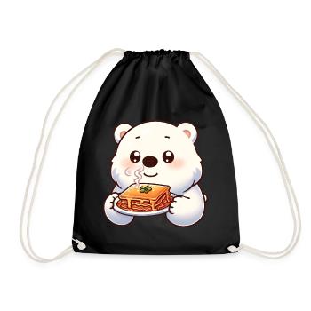 Polar bear enjoys Italian lasagna - Drawstring Bag - black - Front
