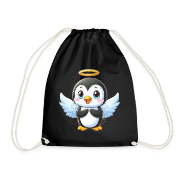 Süßer Pinguin Cartoon mit Flügeln und - Turnbeutel - Schwarz - Vorne