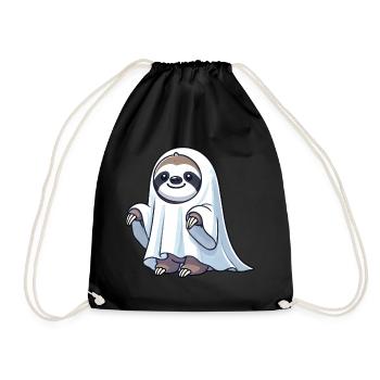 Süßes Halloween Faultier Geist Cartoon Gespenst - Turnbeutel - Schwarz - Vorne