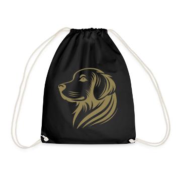 Golden Retriever Head Silhouette Minimalist - Drawstring Bag - black - Front