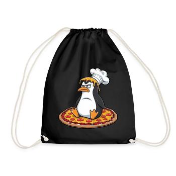 mignon pingouin chef pizza dessin animé maladroit - Sac de sport léger - noir - Devant